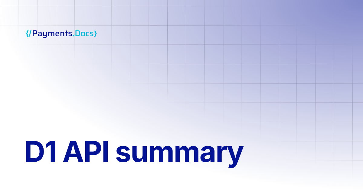 D1 API summary | Thales Payments - Docs